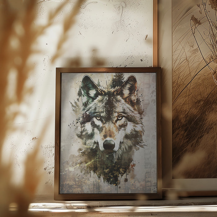 Wolf Wild Animal Vintage Illustration Art 01 Framed Art Modern Wall Decor