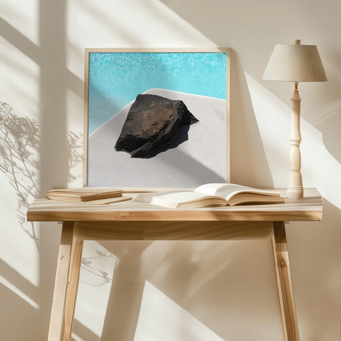 Rock By The Pool Square Poster Art Print by Minorstep