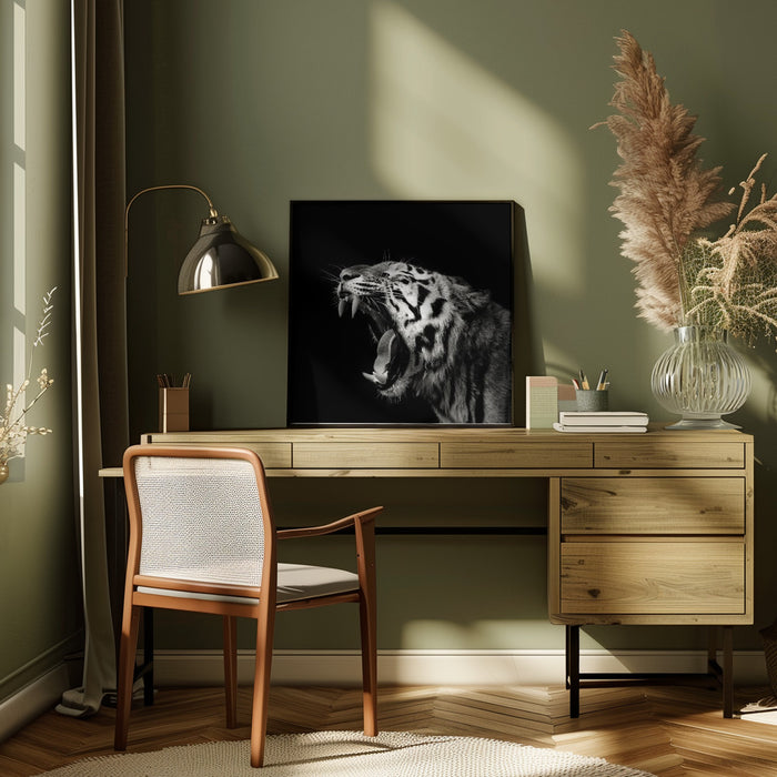 Primal Yawn #4 Square Canvas Art Print