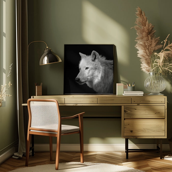 White Wolf #2 Square Canvas Art Print