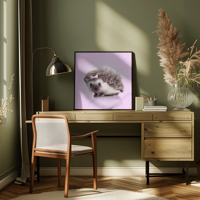 Curvy Hedgehog Square Canvas Art Print