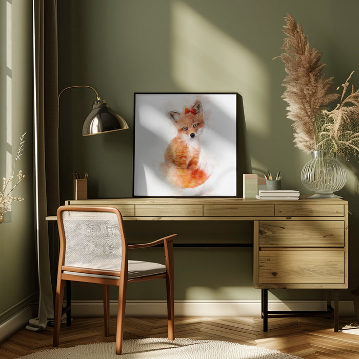 Baby Fox Square Canvas Art Print