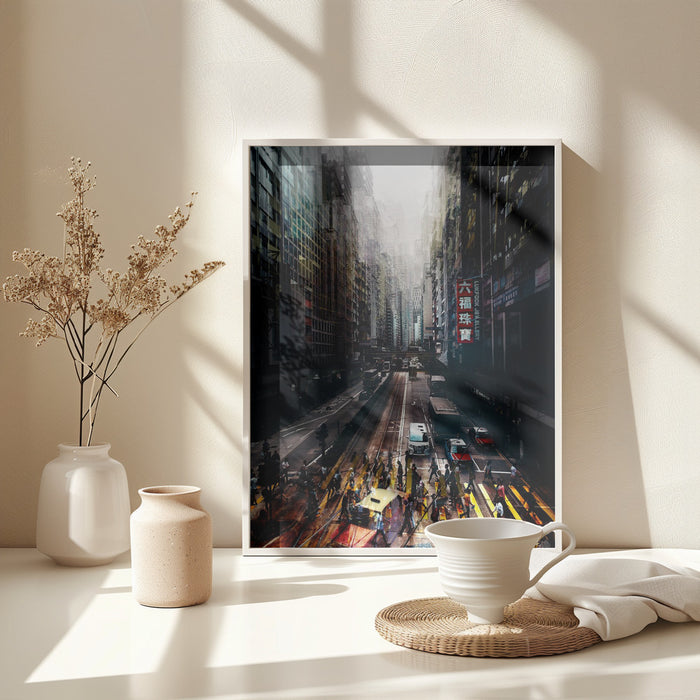 streets of Hong Kong Framed Art Modern Wall Decor