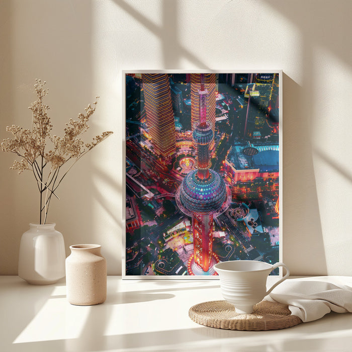 Oriental Pearl Tower Framed Art Modern Wall Decor