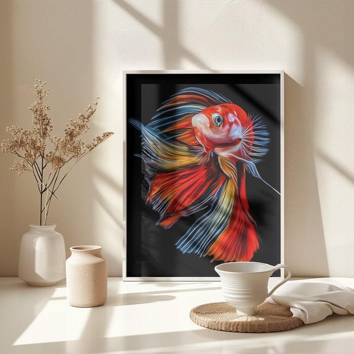 Colorful Fish Framed Art Modern Wall Decor