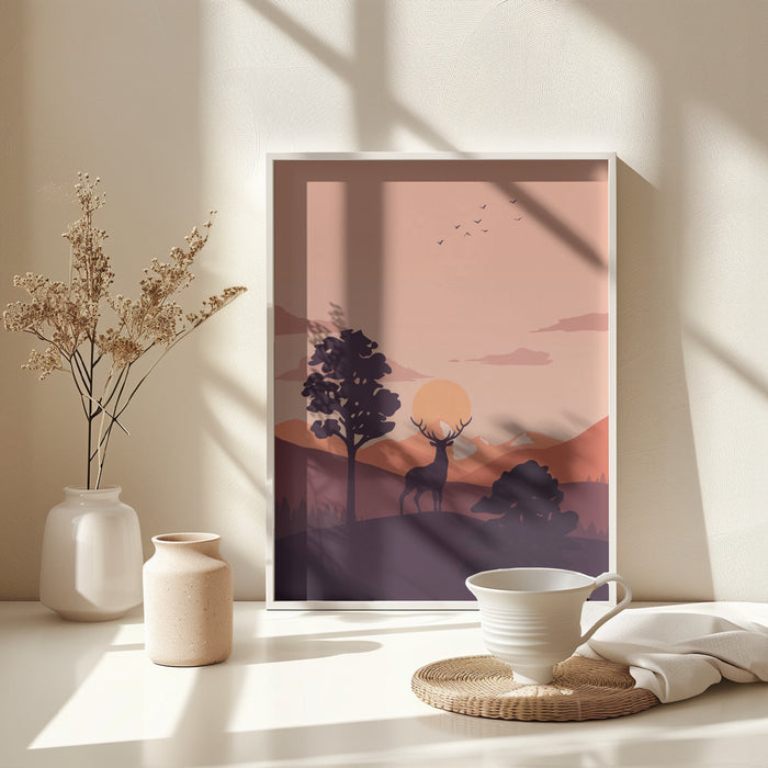 Summer Sunset Framed Art Modern Wall Decor