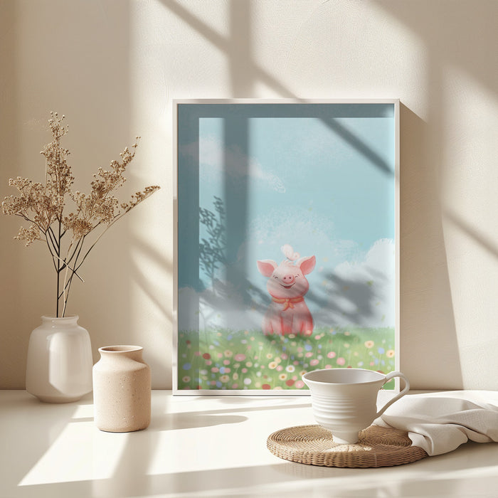 Cute Pig Framed Art Modern Wall Decor