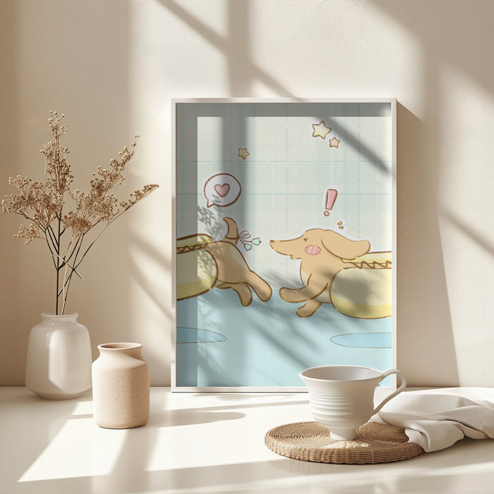 Lovely Dachshund Dog Framed Art Modern Wall Decor