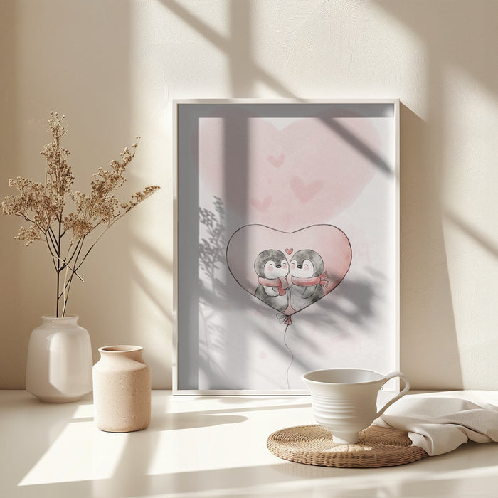 Penguin in love Framed Art Modern Wall Decor