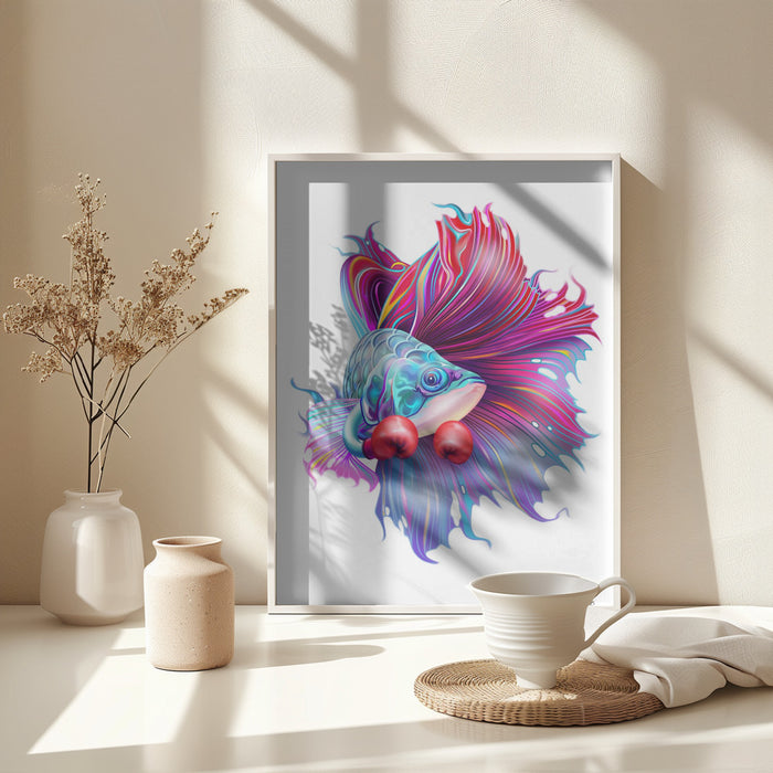 FIGHTHING FISH Framed Art Modern Wall Decor