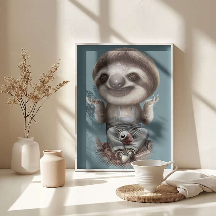 SLOTH DON'T CARE Framed Art Wall Decor