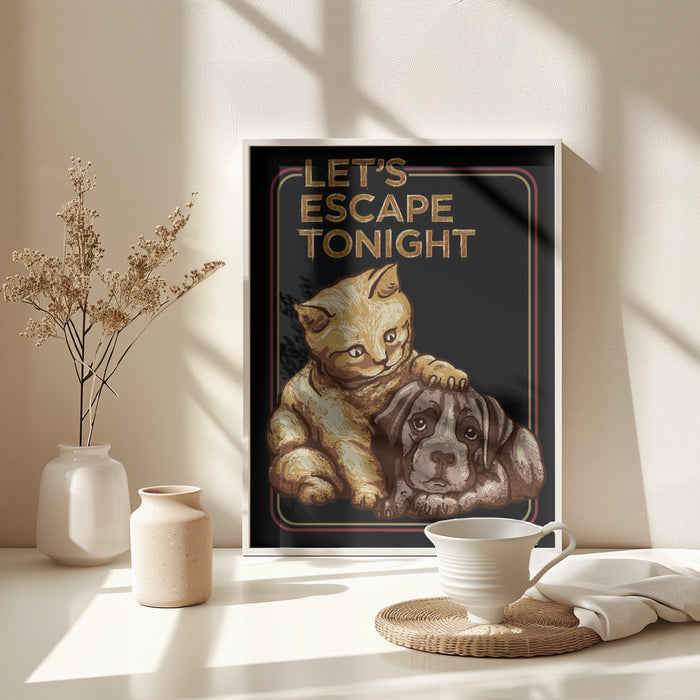 LET'S ESCAPE TONIGHT Framed Art Modern Wall Decor