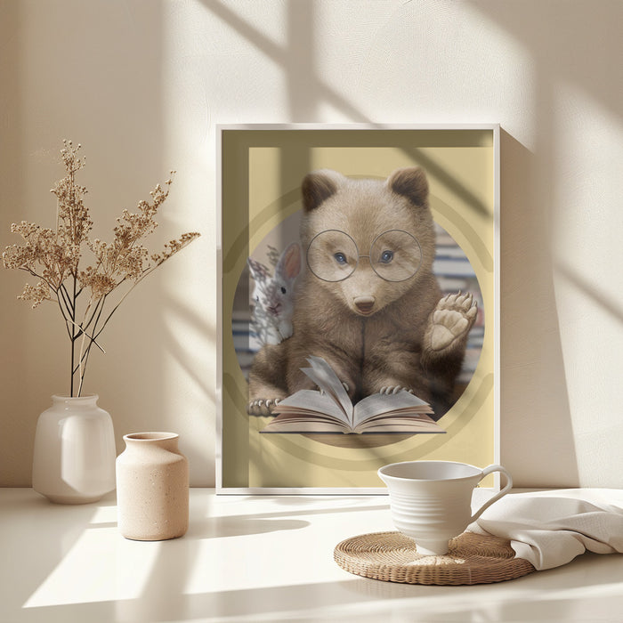 bear sharing knowledge Framed Art Modern Wall Decor