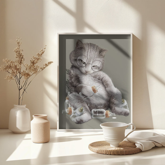 greedy cat Framed Art Wall Decor