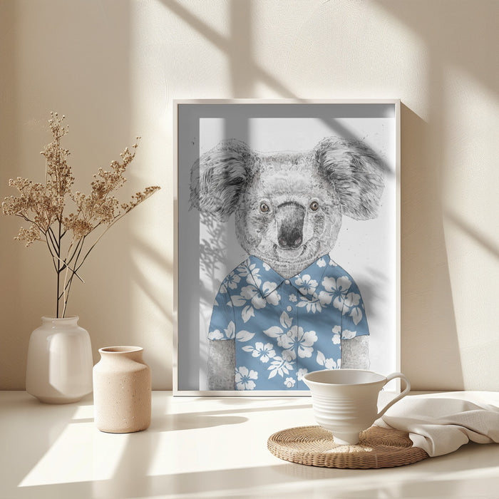 Summer Koala (blue) Framed Art Wall Decor