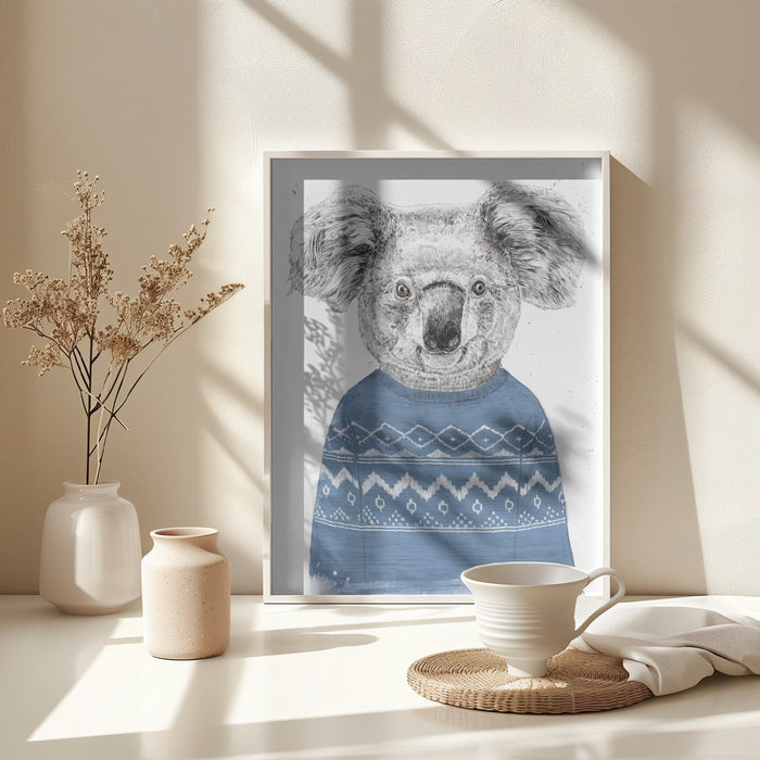 Winter koala (blue) Framed Art Modern Wall Decor