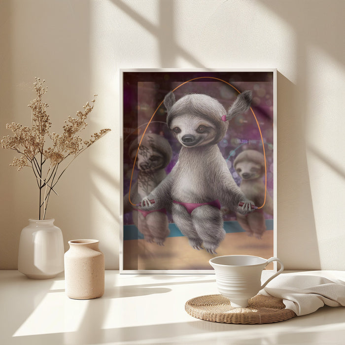 SLOTHS SKIPPING Framed Art Modern Wall Decor