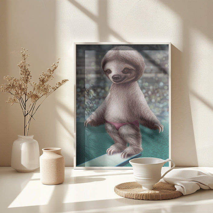 SLOTH THE DIVER Framed Art Modern Wall Decor