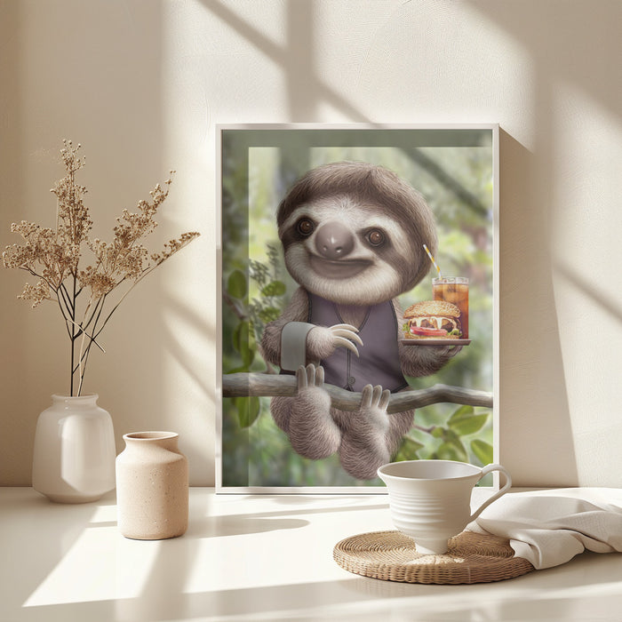 SLOTH ONTREE DELIVERY Framed Art Modern Wall Decor