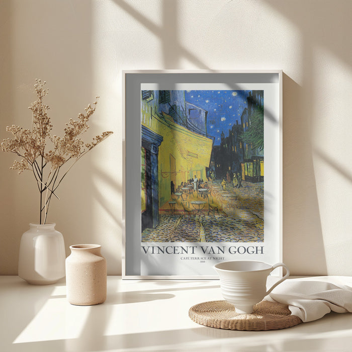 Café Terrace At Night Framed Art Wall Decor