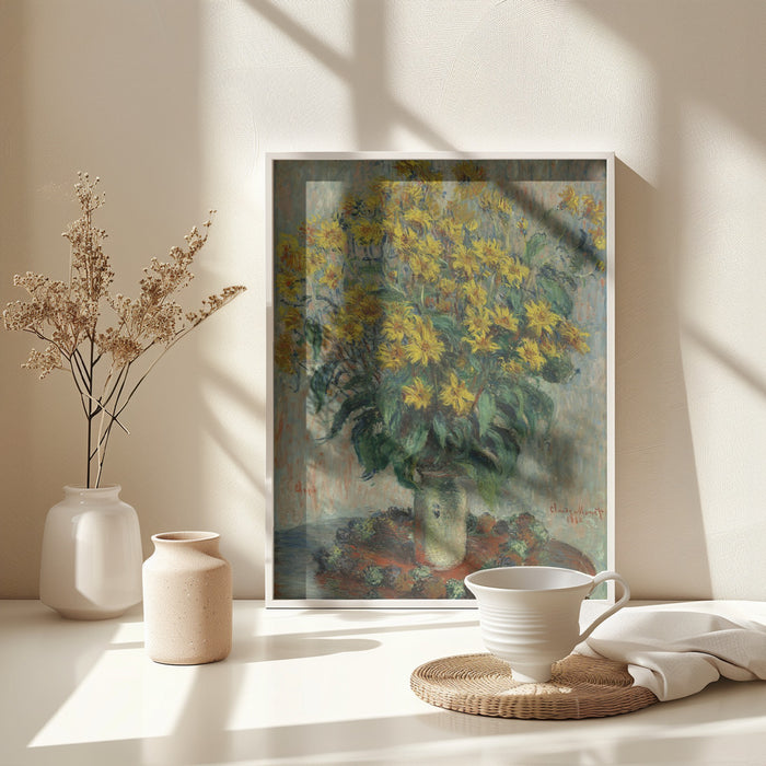 Jerusalem Artichoke Flowers Framed Art Modern Wall Decor