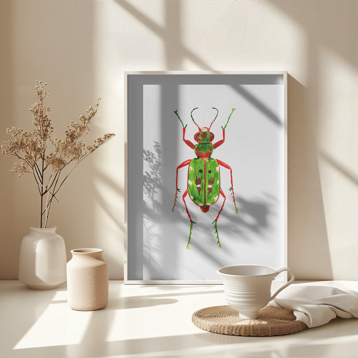 Green tiger beetle or Cicindela campestris Framed Art Wall Decor