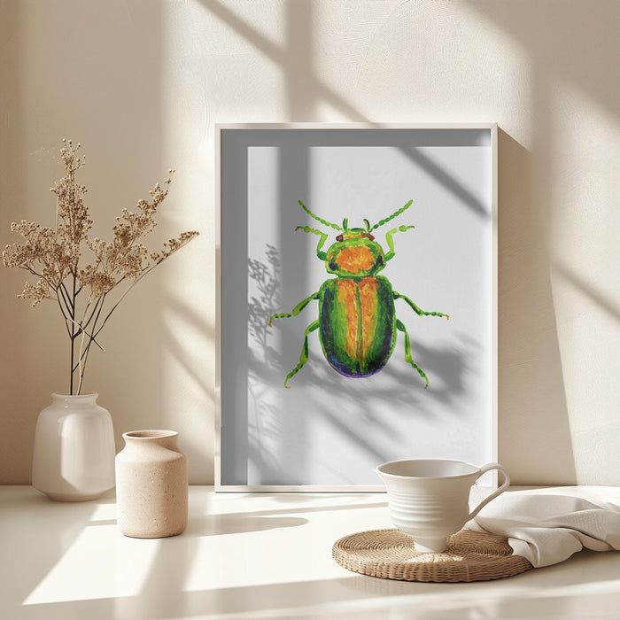 Tansy beetle or Chrysolina graminis Framed Art Wall Decor