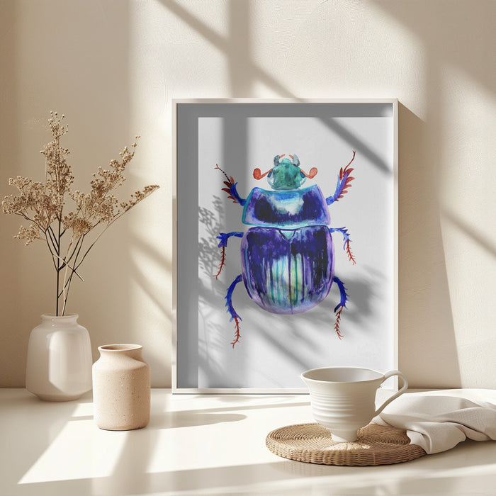 Earth-boring dung beetle or Anoplotrupes stercorosus Framed Art Modern Wall Decor