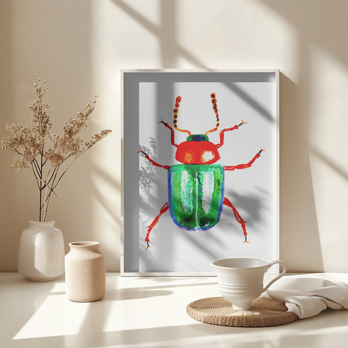 Knotweed beetle or Gastrophysa polygoni Framed Art Modern Wall Decor