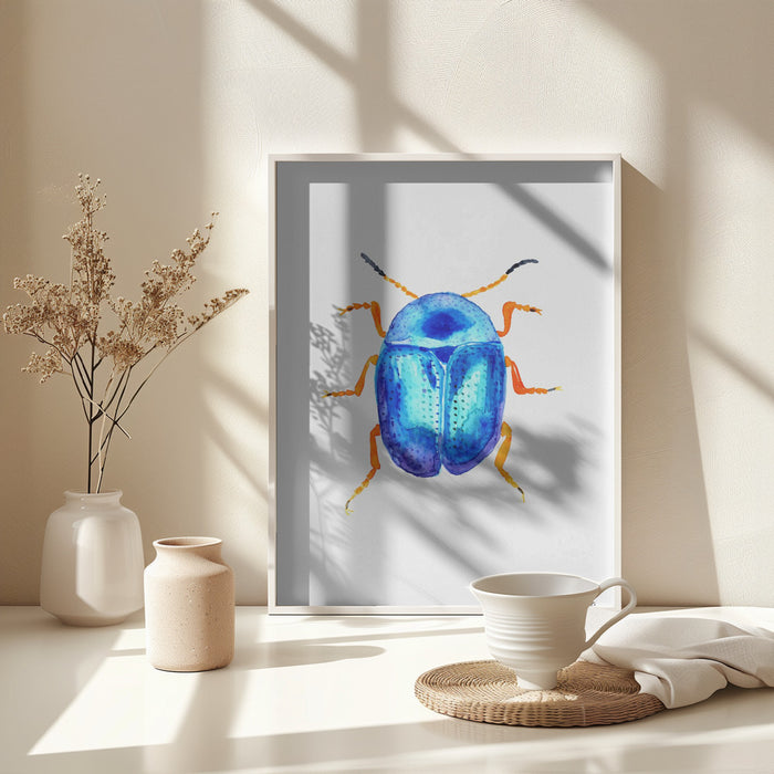 Blue leaf beetle or Colaphus sophiae Framed Art Modern Wall Decor