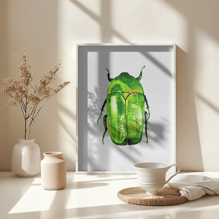 Green June beetle or Cotinis nitida Framed Art Modern Wall Decor