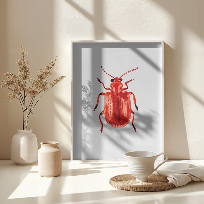 Onion beetle or Lilioceris merdigera Framed Art Modern Wall Decor