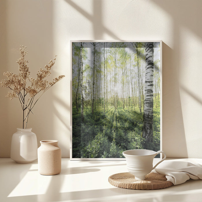 Birch Grove vertical Framed Art Modern Wall Decor