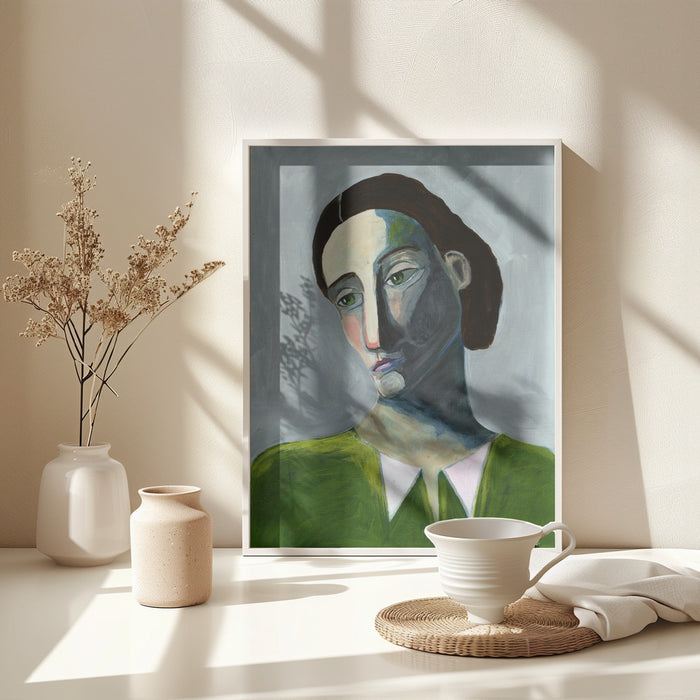 Waiting Woman Framed Art Modern Wall Decor