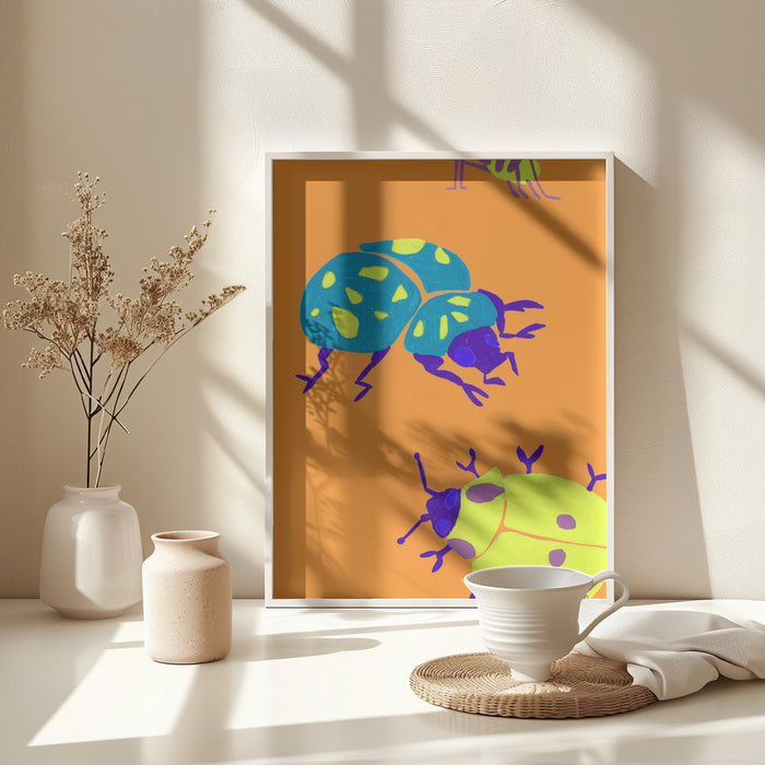 Sunny Ladybugs Framed Art Modern Wall Decor