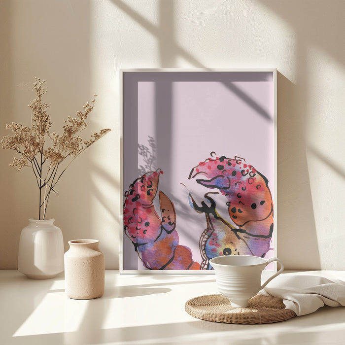 Lobster On Pink Framed Art Wall Decor