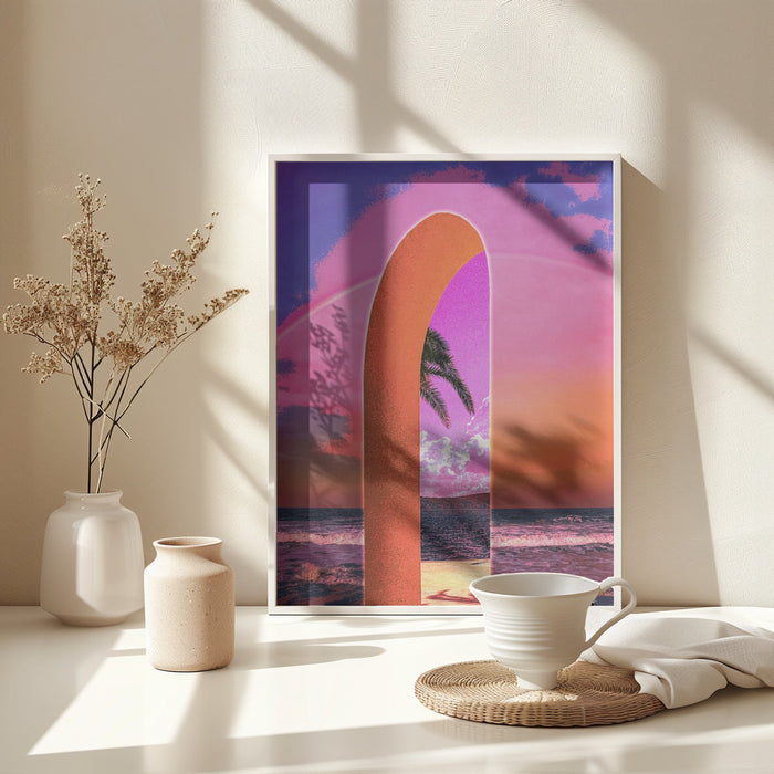 Portal Vaporwave Framed Art Modern Wall Decor