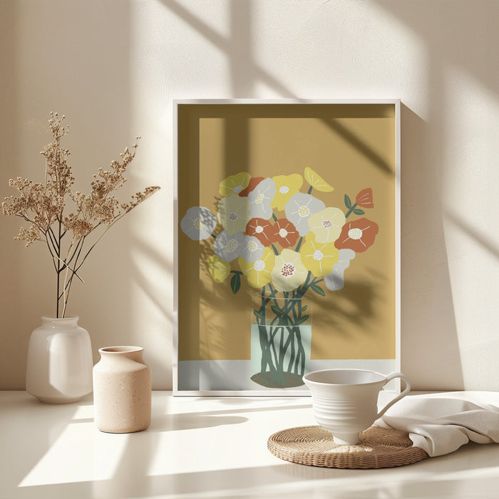 Vase of Flowers Framed Art Modern Wall Decor