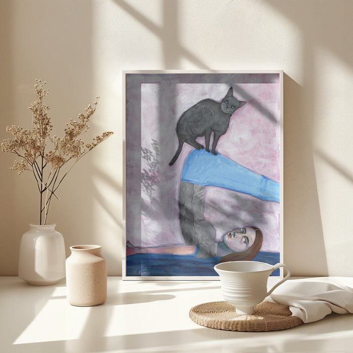 Yoga with my Cat Framed Art Wall Decor