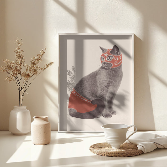 Chat Catcheur Framed Art Modern Wall Decor