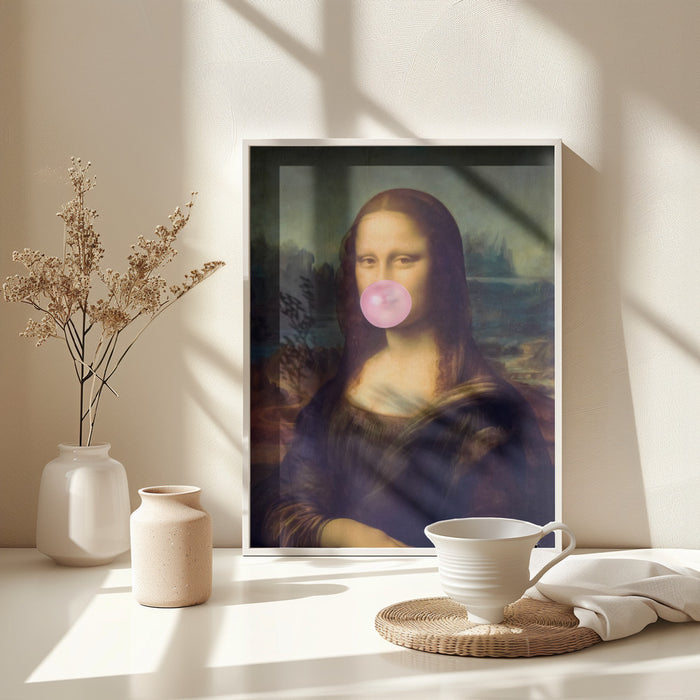 Mona Lisa Bubble Gum Framed Art Modern Wall Decor