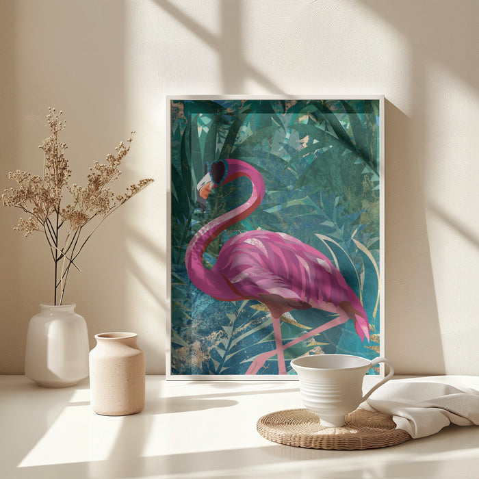 Flamingo in the Jungle Framed Art Modern Wall Decor