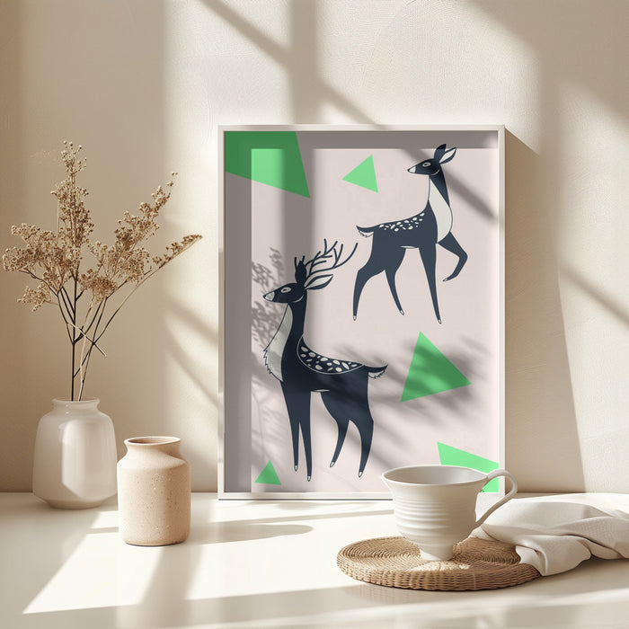 Abstract Deer #2 Framed Art Wall Decor