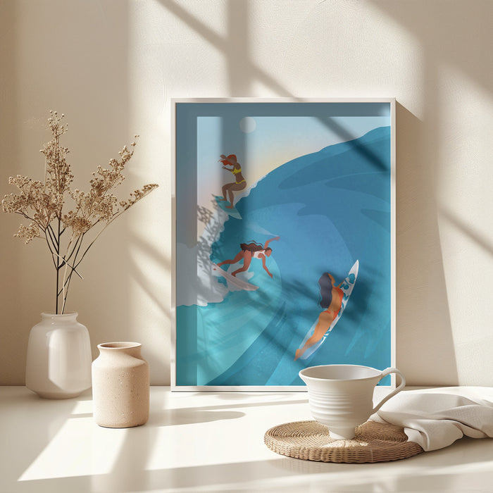 Surfers Framed Art Modern Wall Decor