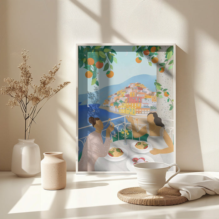 Girls in Positano Framed Art Modern Wall Decor