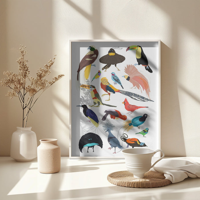 Birds of Paradise Framed Art Modern Wall Decor