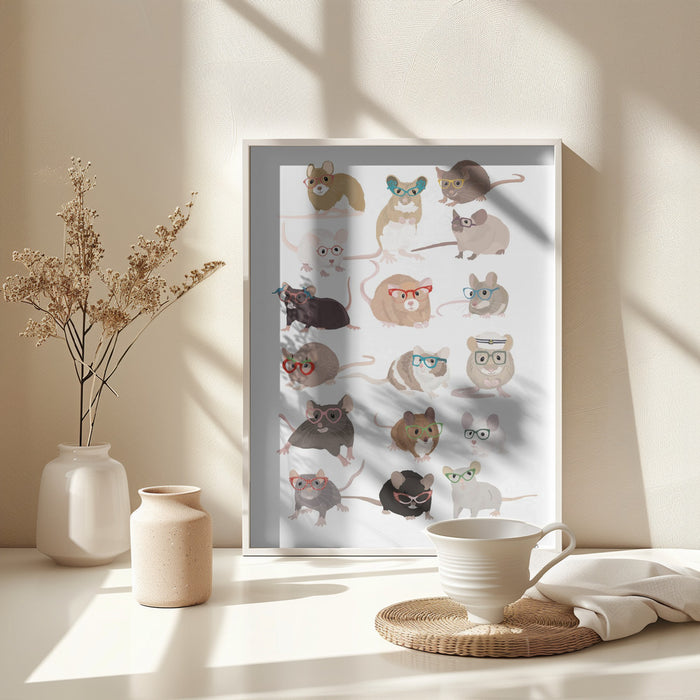 Mice In Glasses Framed Art Modern Wall Decor