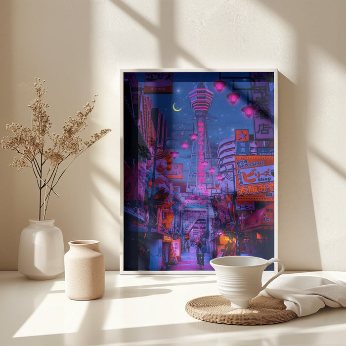 Osaka Lights Framed Art Modern Wall Decor