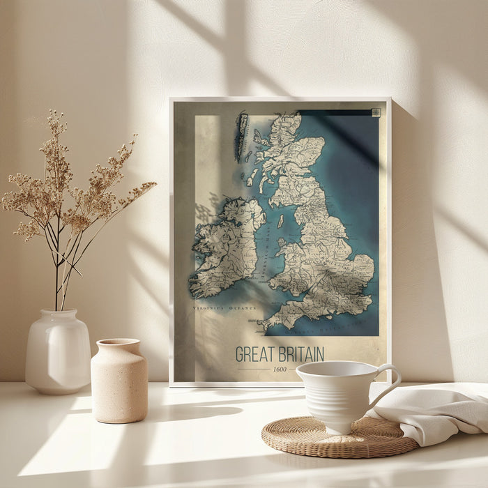 Great Britain map Framed Art Wall Decor