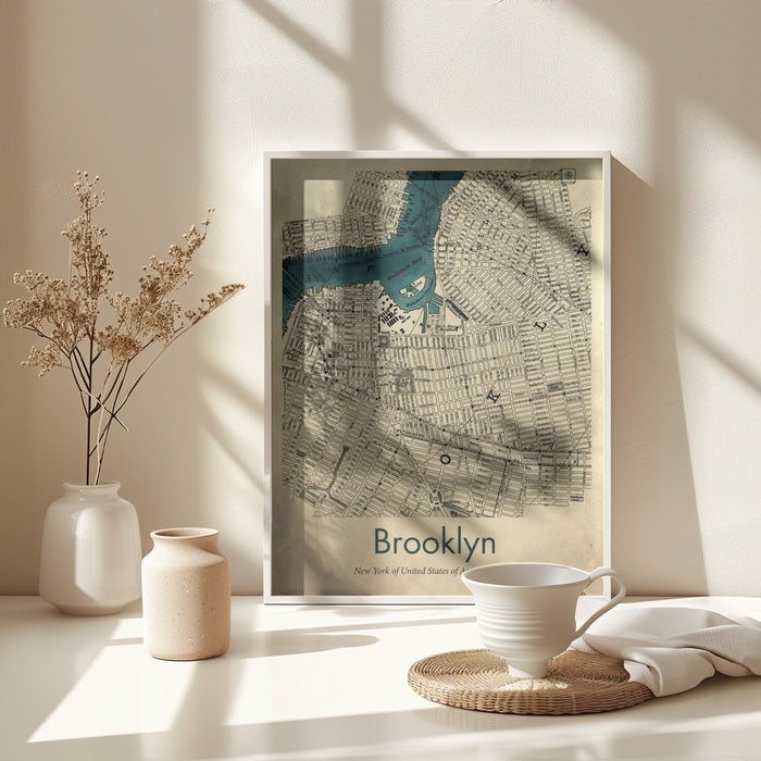 Brooklyn map Framed Art Modern Wall Decor